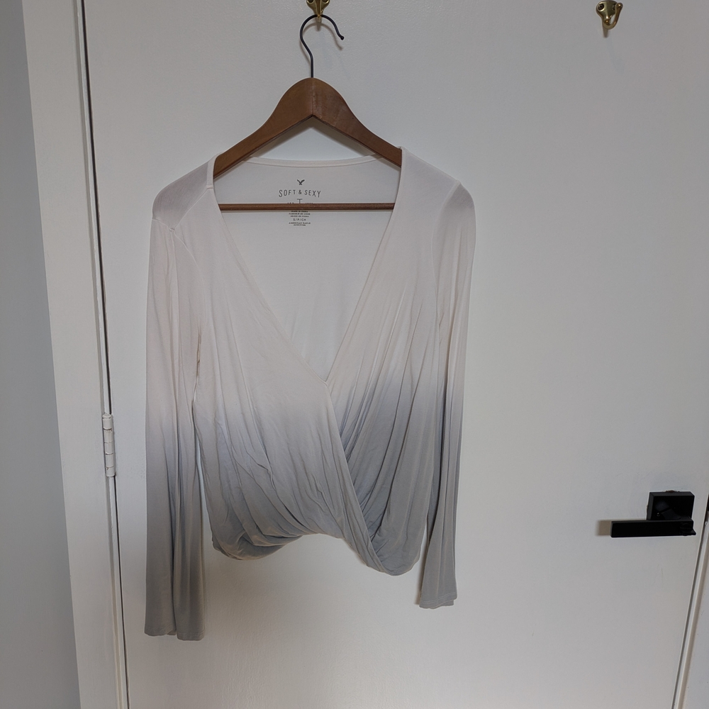 Soft Women's Gray Wrap Top